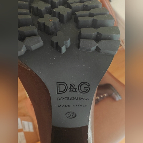 Dolce & Gabanna D&G brown leather lace up ankle boots sz 37 - Picture 3 of 10